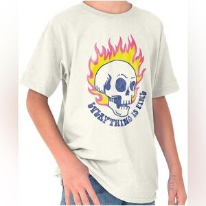 BRISEN size xl" white featuring a graphic printof a flaming skull T-shirt unisex